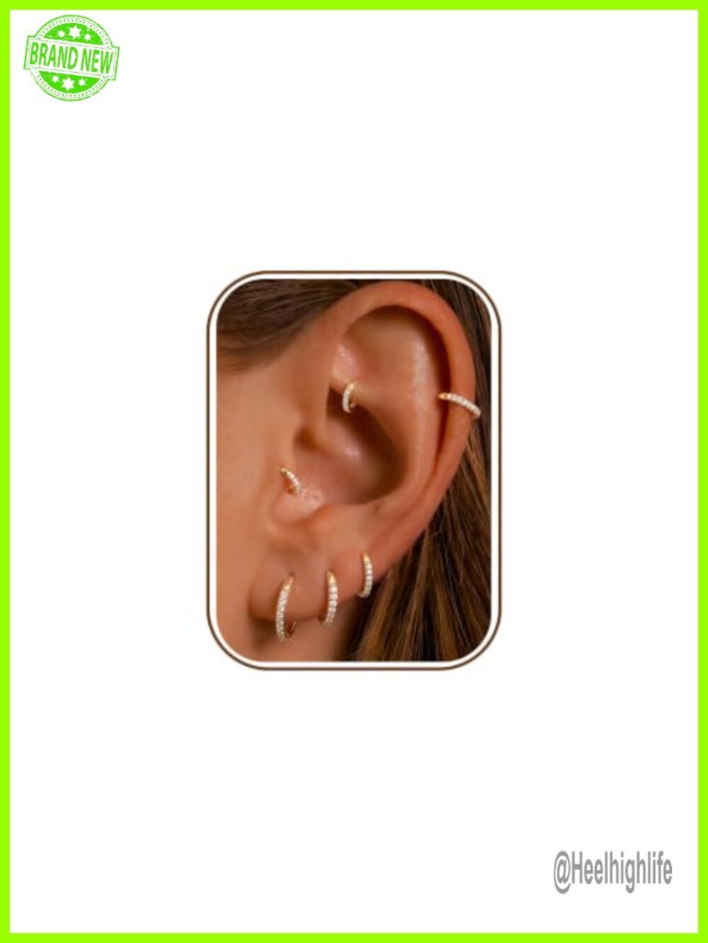 14K Gold Plated Brass CZ Huggie Hoop Earrings Set for Women, Small Click Closure